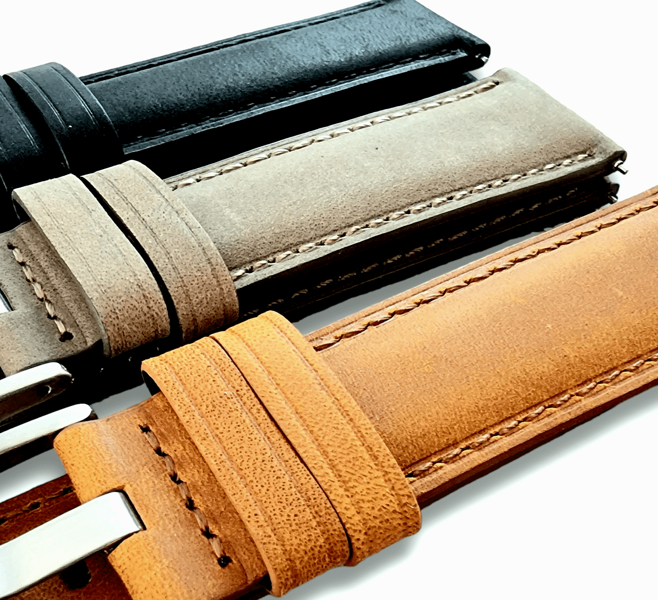 Crazy Horse Vintage Leather Watch Strap Band Quick Release Two Piece 20mm 22mm - Wrist Envy