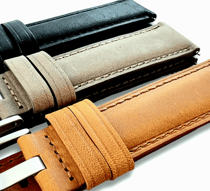 Crazy Horse Vintage Leather Watch Strap Band Quick Release Two Piece 20mm 22mm - Wrist Envy