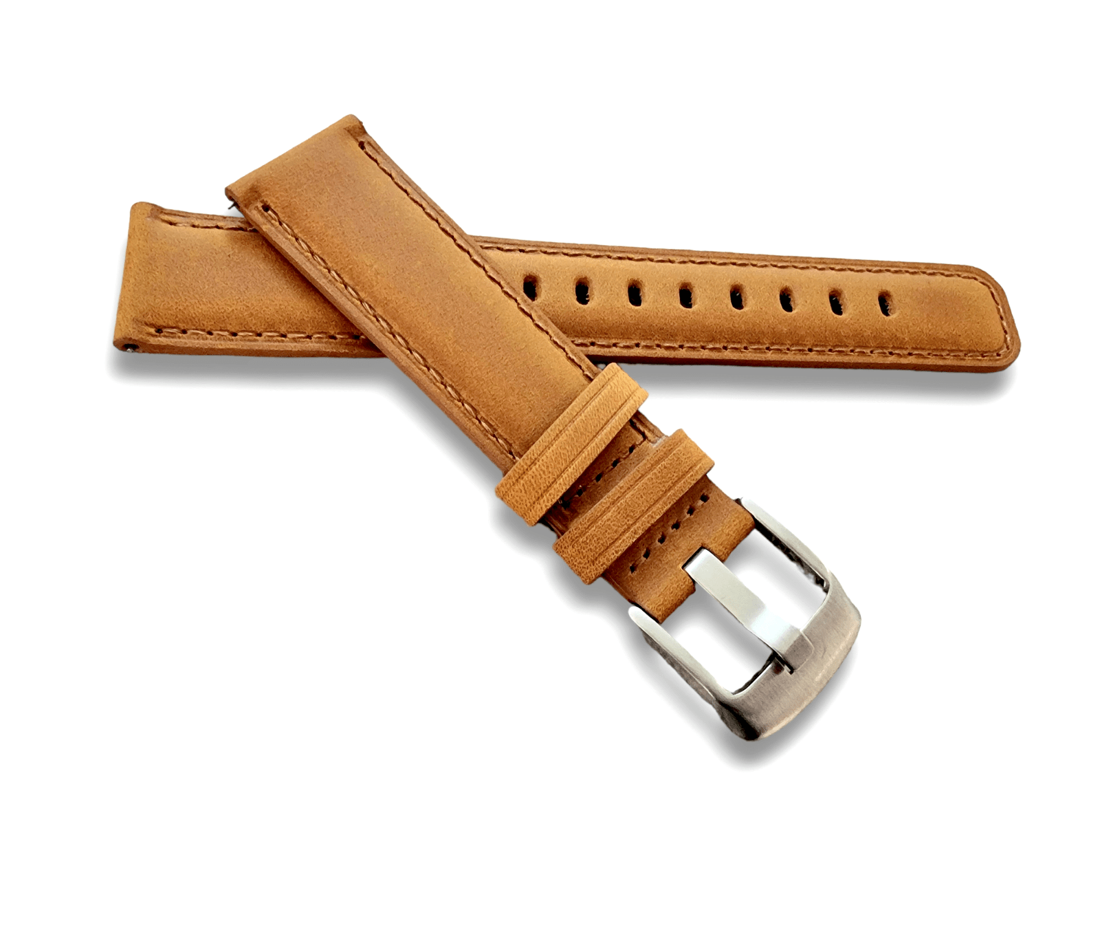 Crazy Horse Vintage Leather Watch Strap Band Quick Release Two Piece 20mm 22mm - Wrist Envy