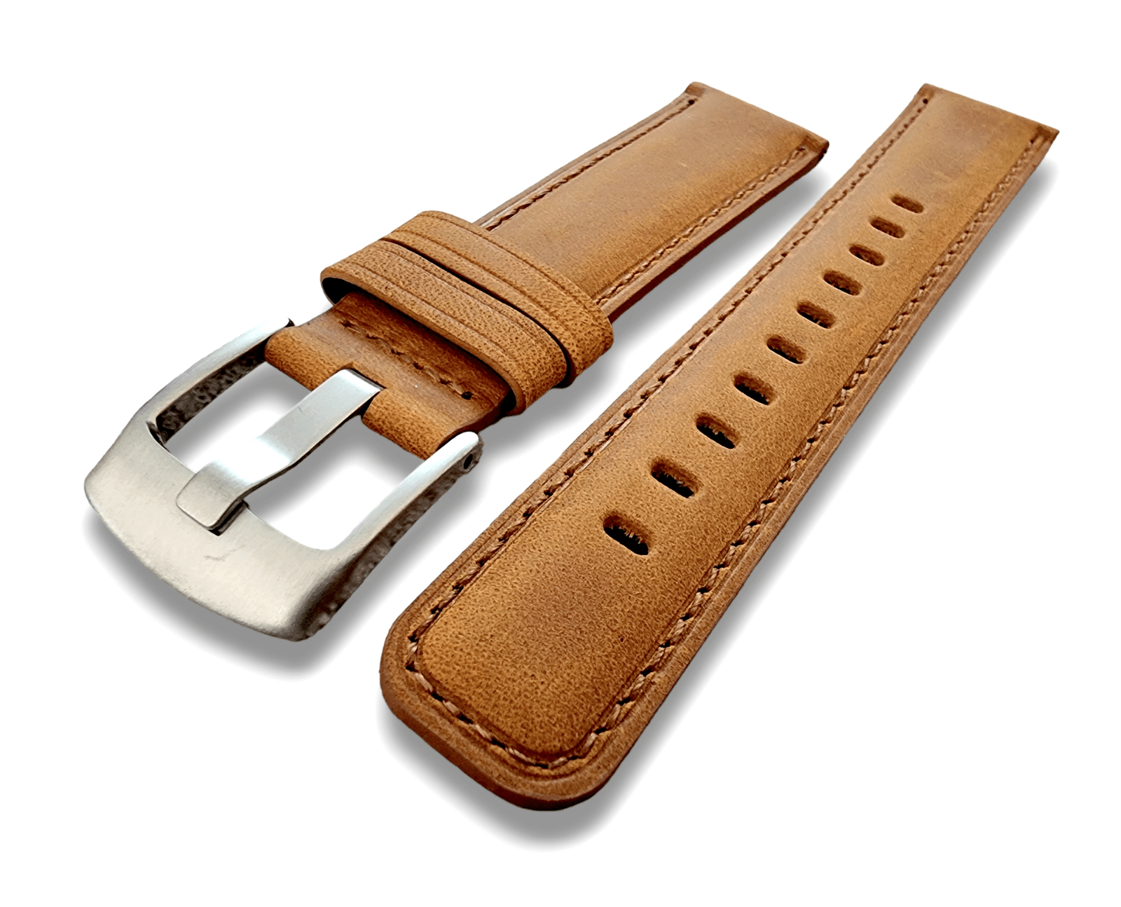 Crazy Horse Vintage Leather Watch Strap Band Quick Release Two Piece 20mm 22mm - Wrist Envy