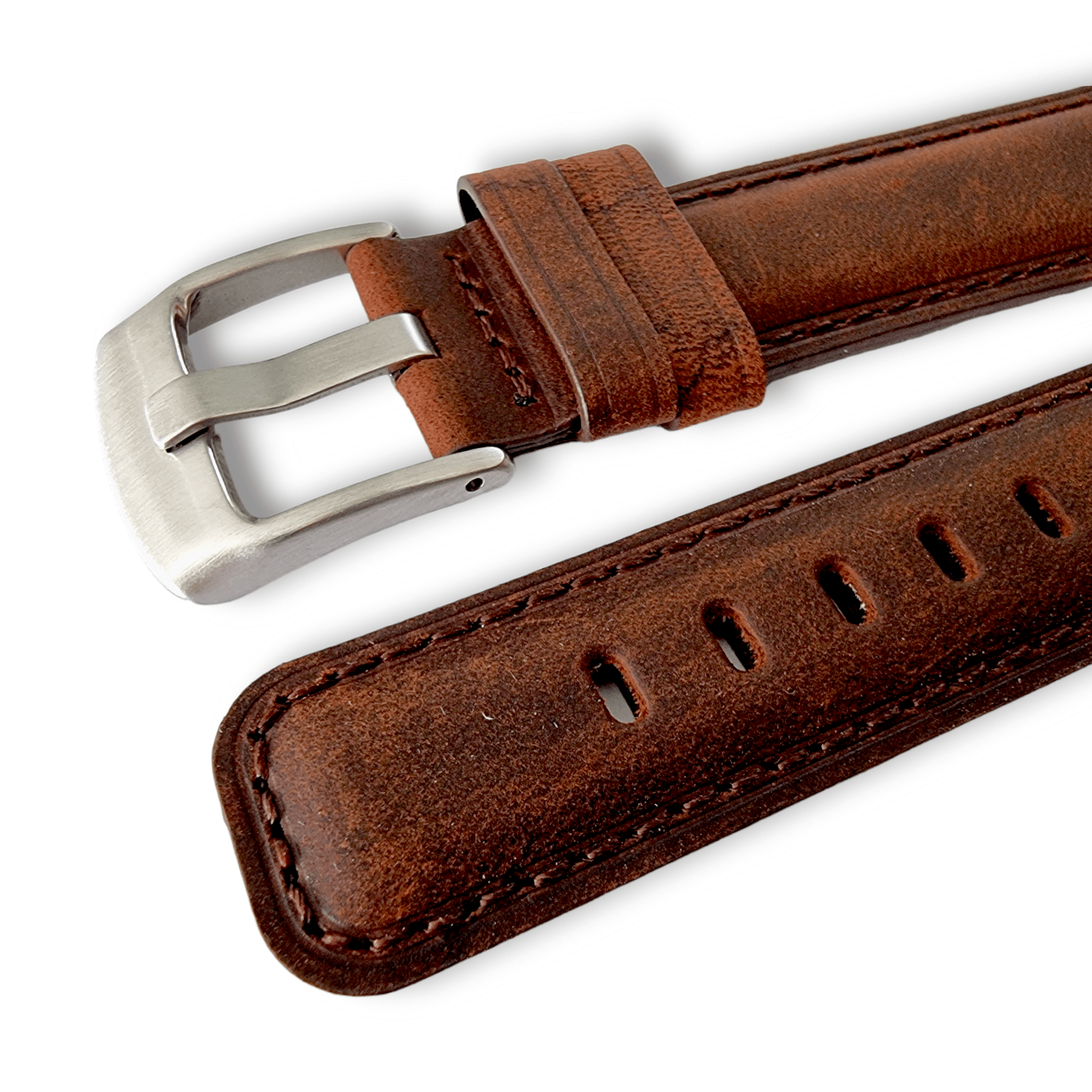 Crazy Horse Vintage Leather Watch Strap Band Quick Release Two Piece 20mm 22mm - Wrist Envy
