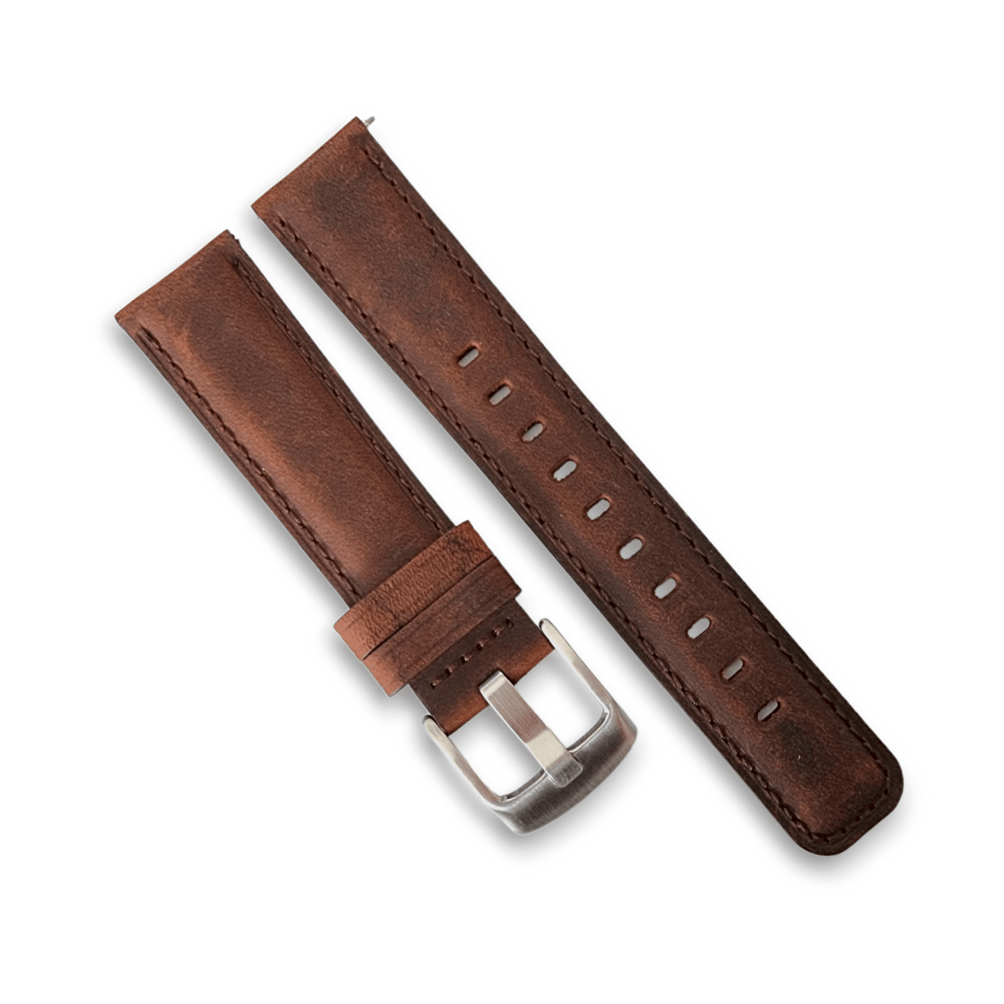 Crazy Horse Vintage Leather Watch Strap Band Quick Release Two Piece 20mm 22mm - Wrist Envy