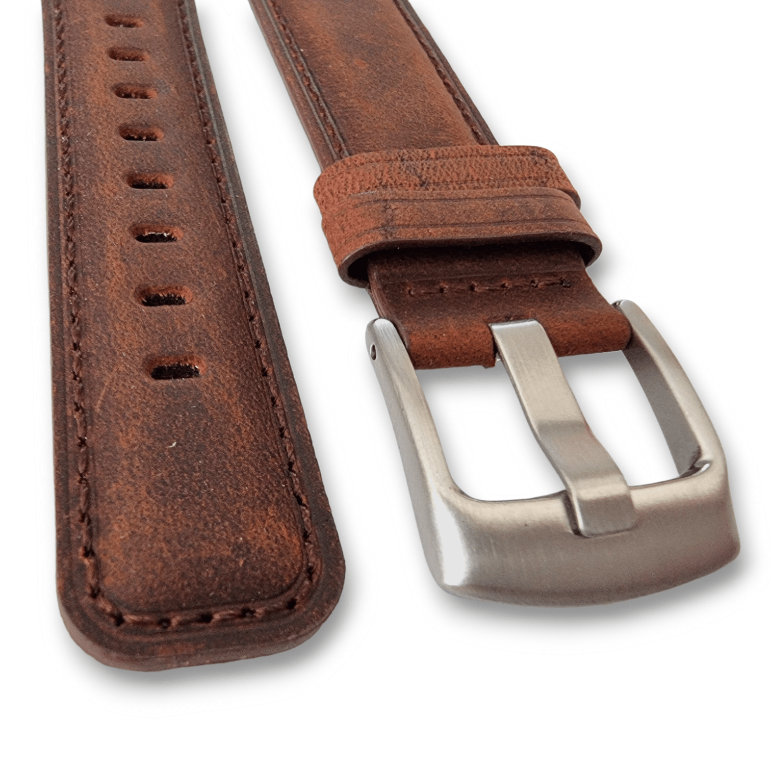 Crazy Horse Vintage Leather Watch Strap Band Quick Release Two Piece 20mm 22mm - Wrist Envy