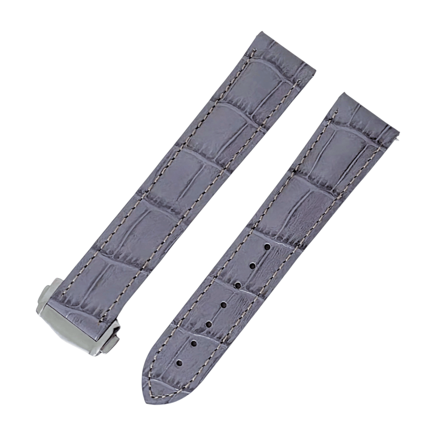 Crocodile Embossed Deployant Strap 20mm Grey - Wrist Envy