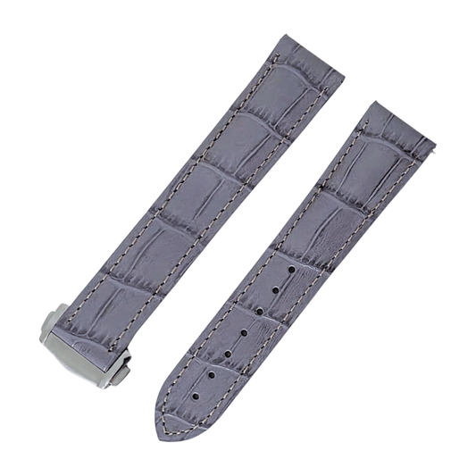 Crocodile Embossed Deployant Strap 20mm Grey - Wrist Envy