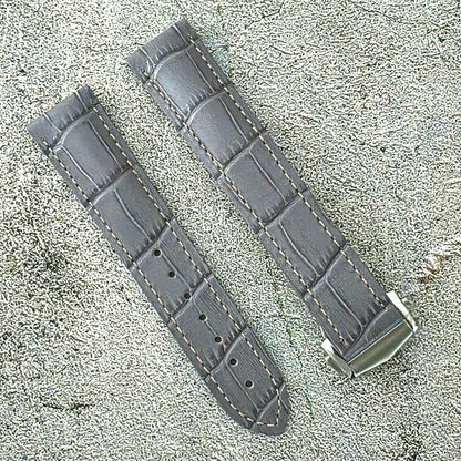 Crocodile Embossed Deployant Strap - Custom Ready Made - Grey - Wrist Envy