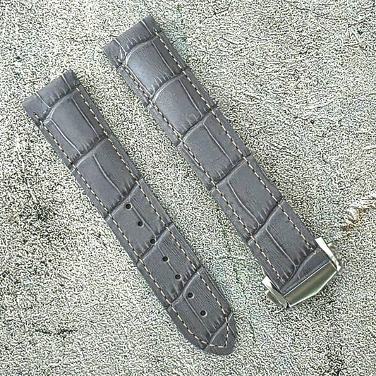 Crocodile Embossed Deployant Strap - Custom Ready Made - Grey - Wrist Envy