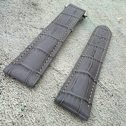 Crocodile Embossed Deployant Strap - Custom Ready Made - Grey - Wrist Envy
