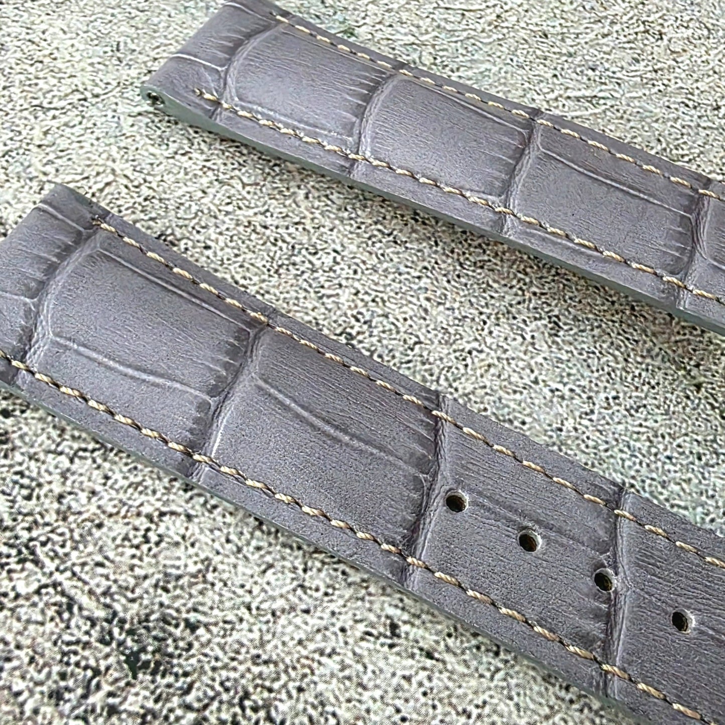 Crocodile Embossed Deployant Strap - Custom Ready Made - Grey - Wrist Envy
