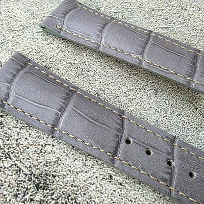 Crocodile Embossed Deployant Strap - Custom Ready Made - Grey - Wrist Envy