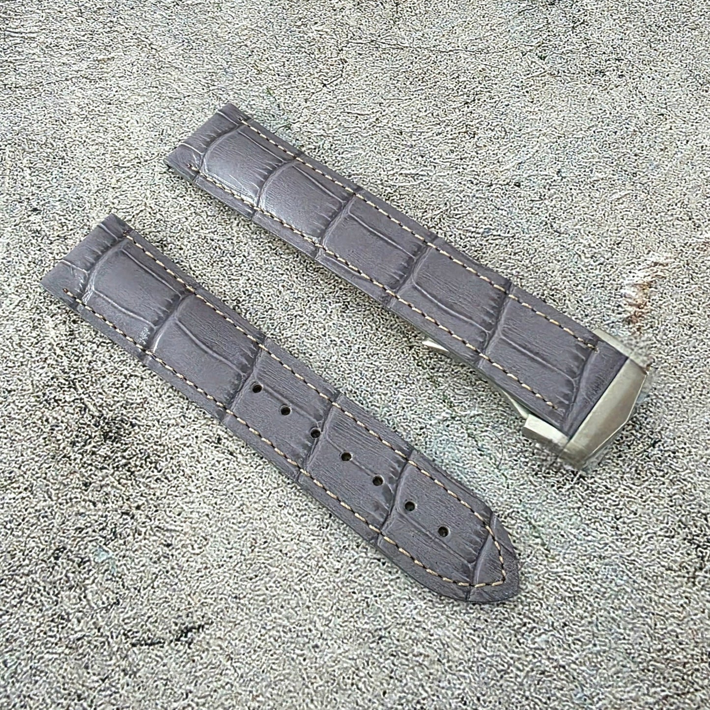 Crocodile Embossed Deployant Strap - Custom Ready Made - Grey - Wrist Envy