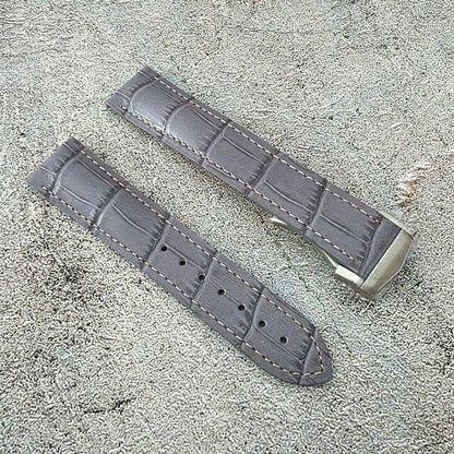 Crocodile Embossed Deployant Strap - Custom Ready Made - Grey - Wrist Envy