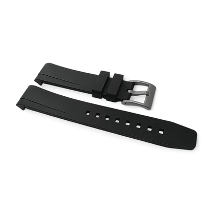 Curved End FKM Rubber Watch Strap 20mm Black - Wrist Envy