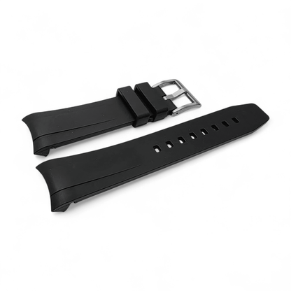 Curved End FKM Rubber Watch Strap 20mm Black - Wrist Envy