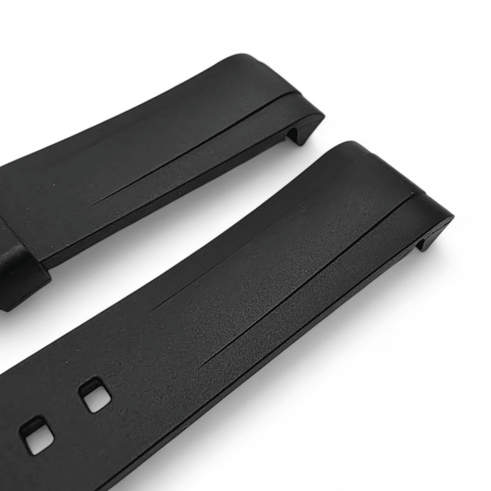 Curved End FKM Rubber Watch Strap 20mm Black - Wrist Envy