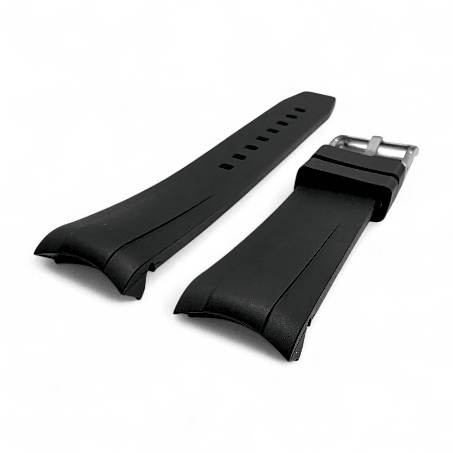 Curved End FKM Rubber Watch Strap 20mm Black - Wrist Envy