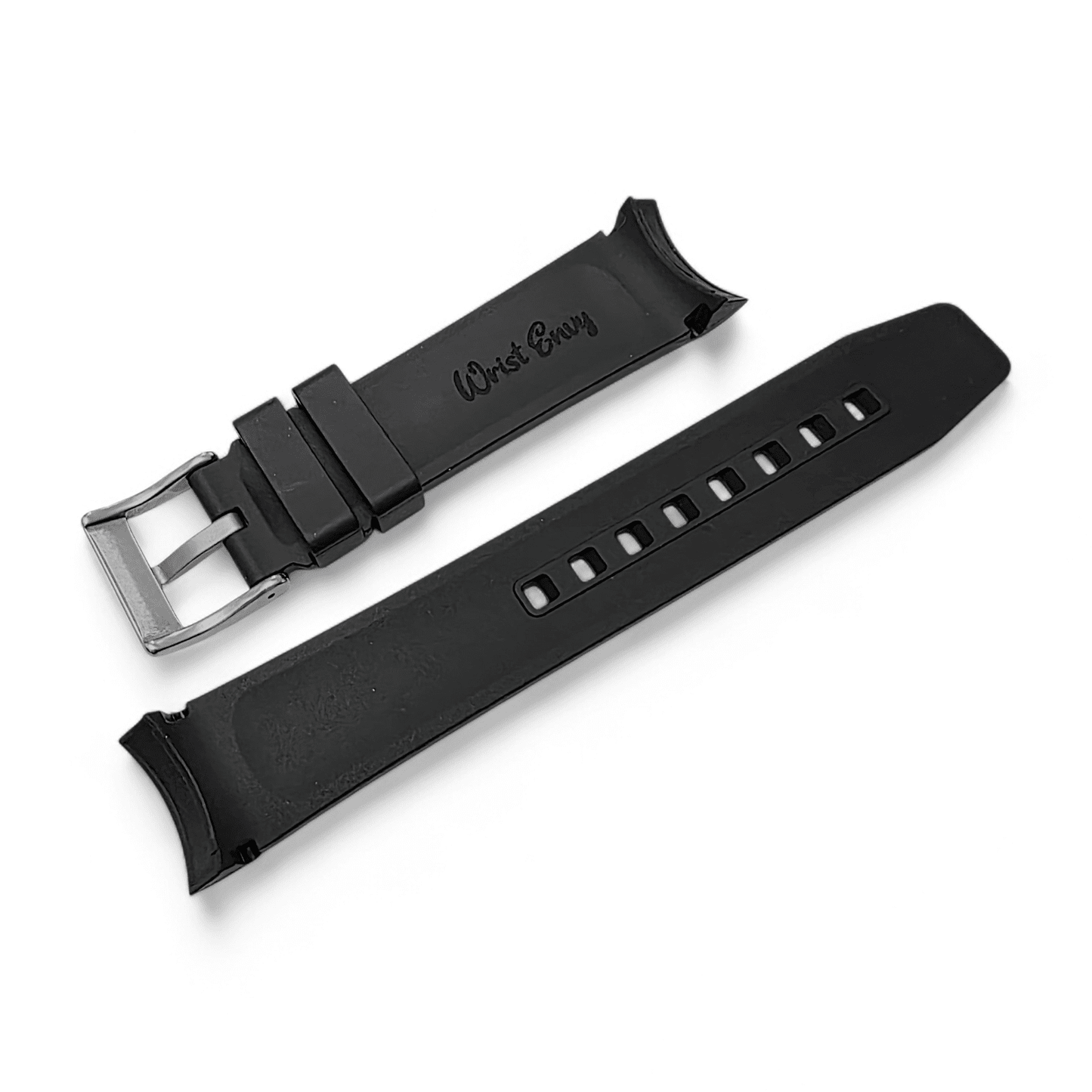 Curved End FKM Rubber Watch Strap 20mm Black - Wrist Envy