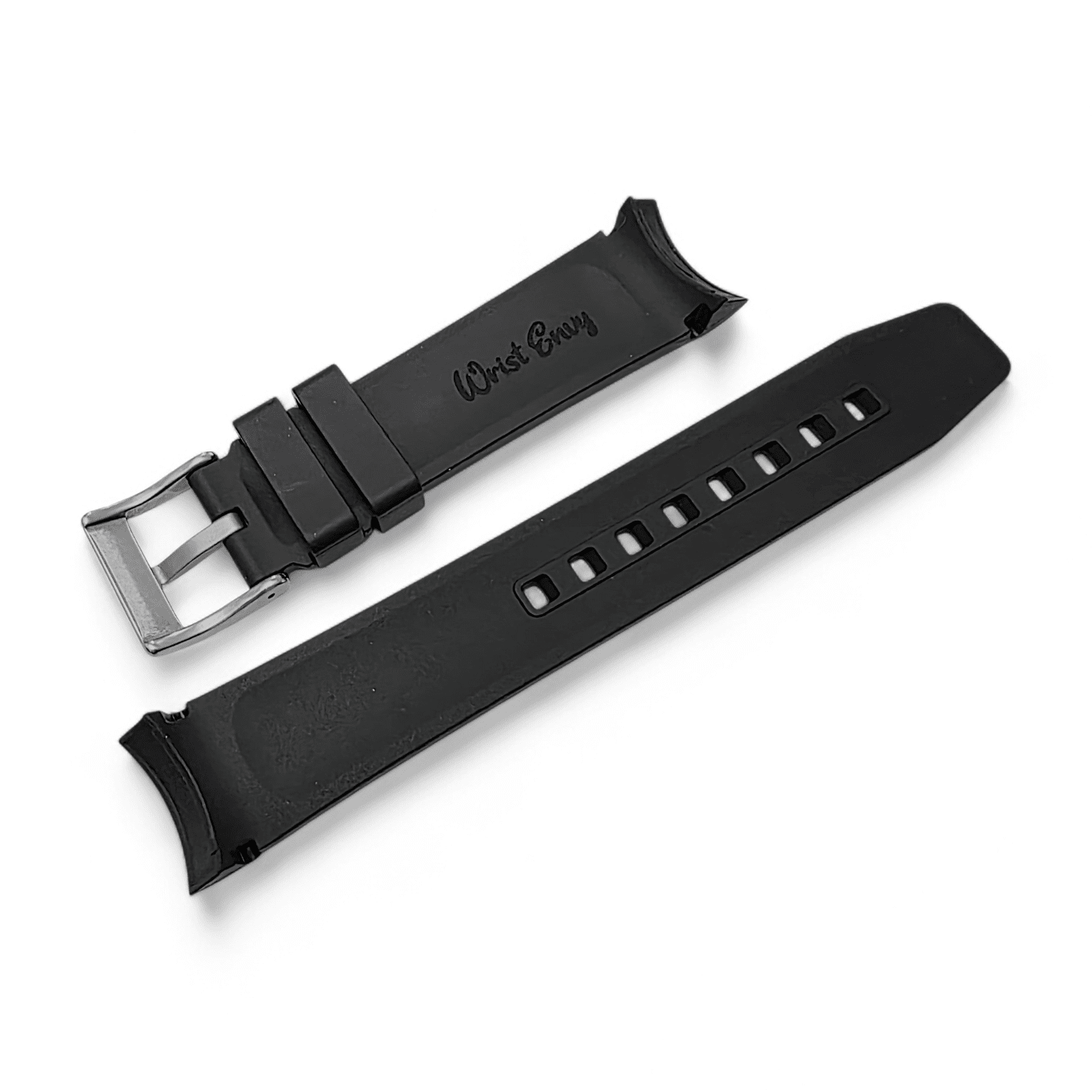Curved End FKM Rubber Watch Strap 20mm Black - Wrist Envy