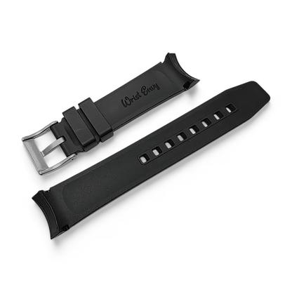 Curved End FKM Rubber Watch Strap 20mm Black - Wrist Envy