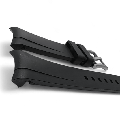 Curved End FKM Rubber Watch Strap 20mm Black - Wrist Envy