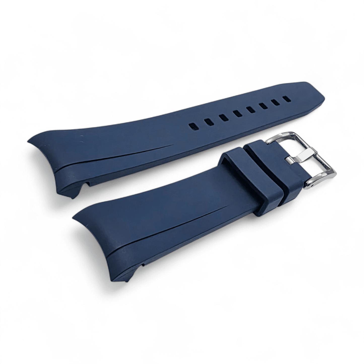 Curved End FKM Rubber Watch Strap 20mm Blue - Wrist Envy