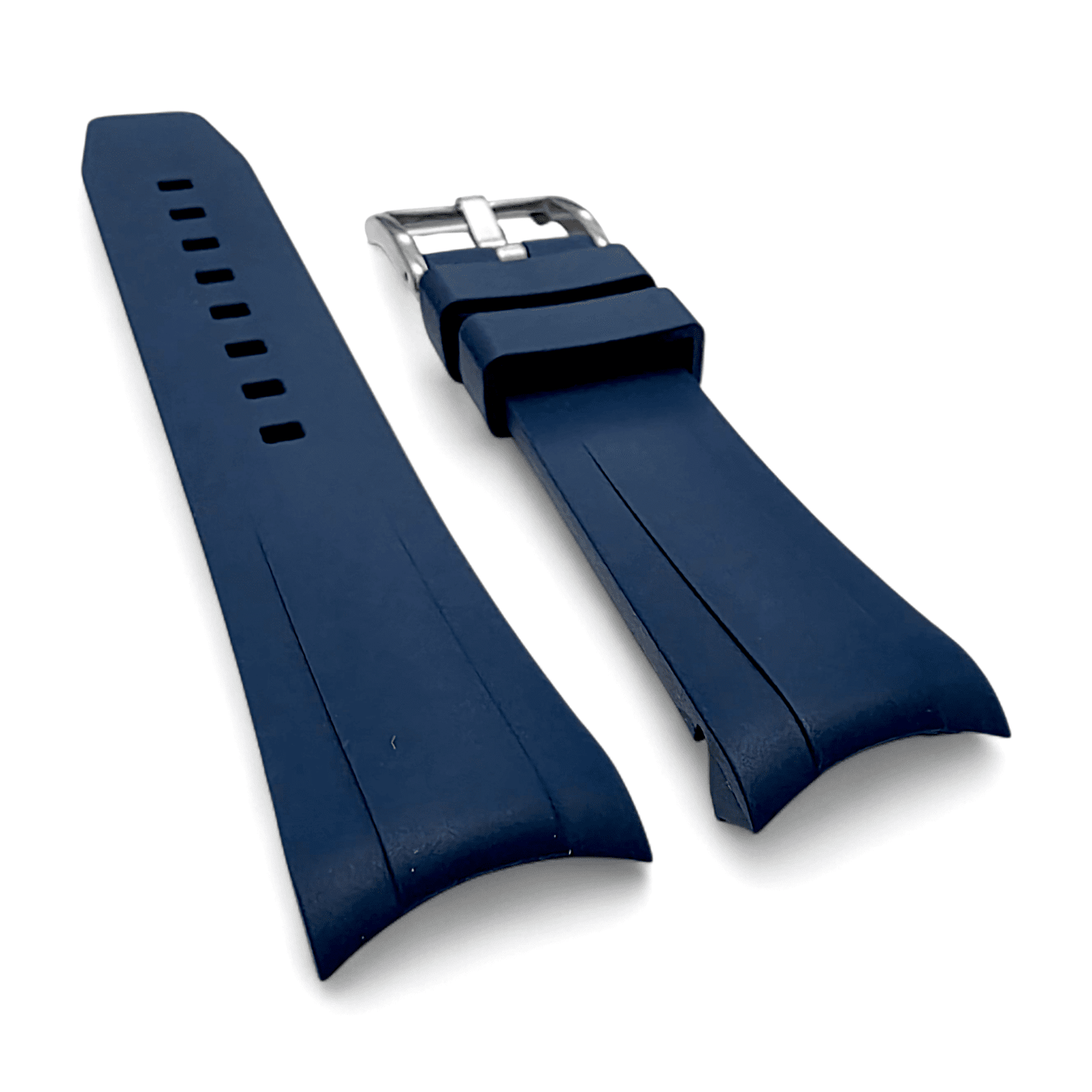 Curved End FKM Rubber Watch Strap 20mm Blue - Wrist Envy