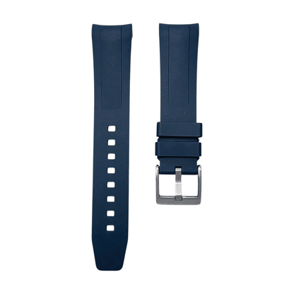 Curved End FKM Rubber Watch Strap 20mm Blue - Wrist Envy