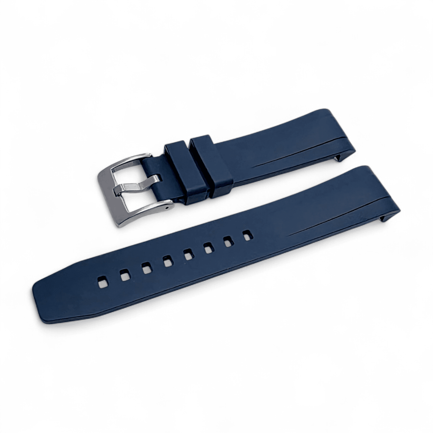 Curved End FKM Rubber Watch Strap 20mm Blue - Wrist Envy