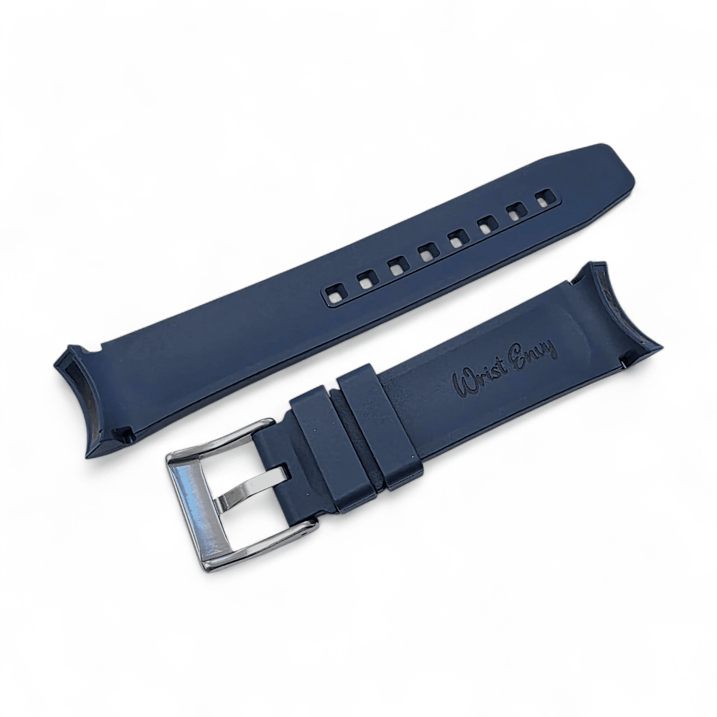 Curved End FKM Rubber Watch Strap 20mm Blue - Wrist Envy