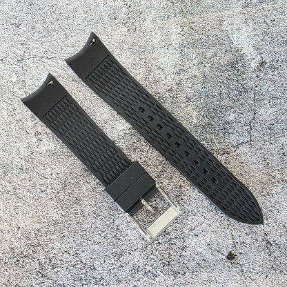 Curved End Premium Silicone Watch Strap 20mm 22mm Black - Wrist Envy