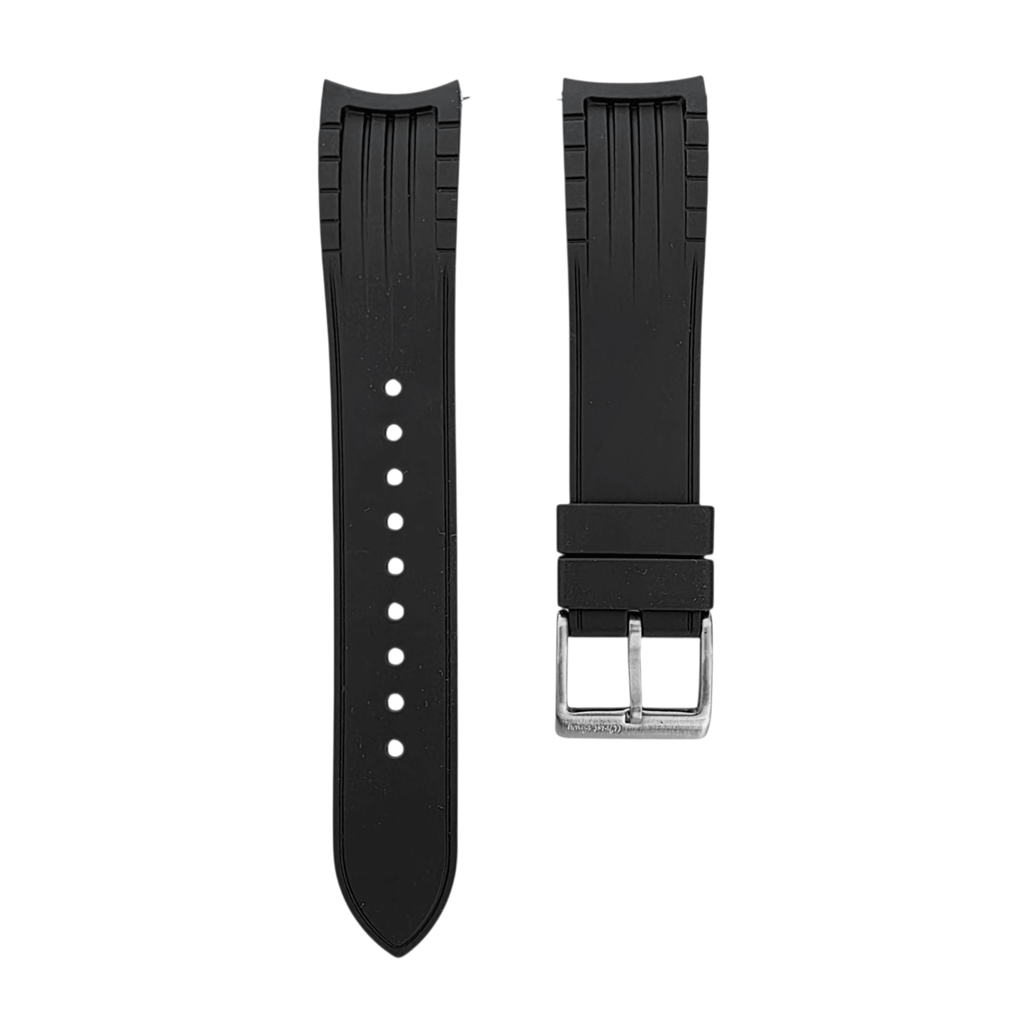 Curved End Premium Silicone Watch Strap 20mm 22mm Black - Wrist Envy