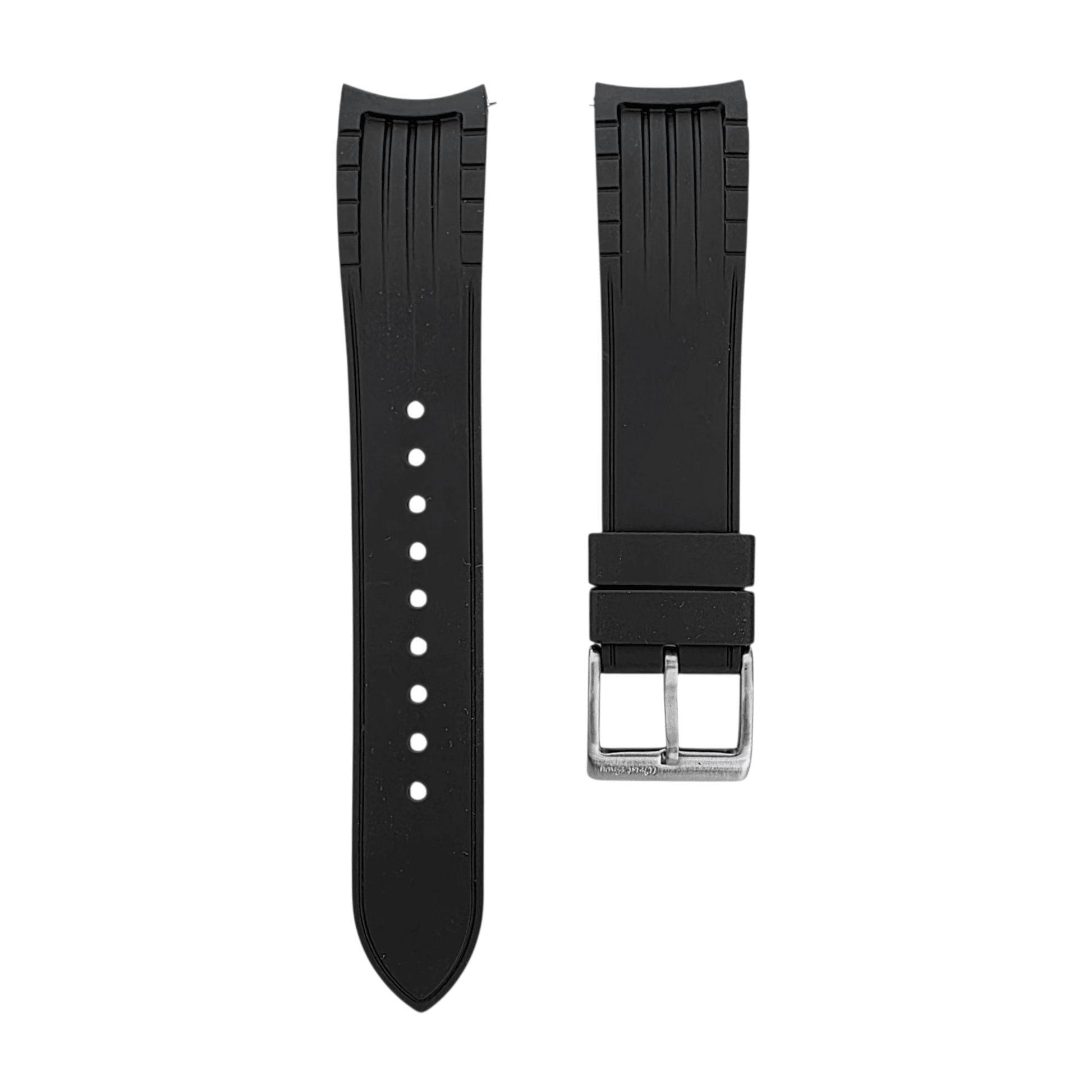 Curved End Premium Silicone Watch Strap 20mm 22mm Black - Wrist Envy