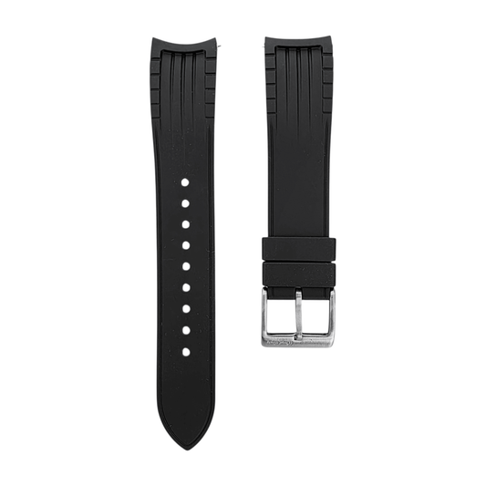 Curved End Premium Silicone Watch Strap 20mm 22mm Black - Wrist Envy