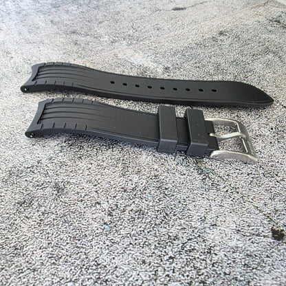 Curved End Premium Silicone Watch Strap 20mm 22mm Black - Wrist Envy