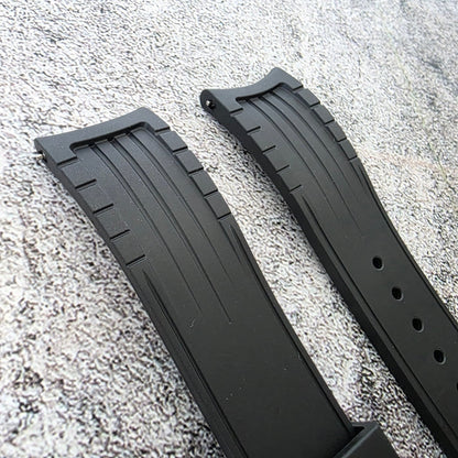 Curved End Premium Silicone Watch Strap 20mm 22mm Black - Wrist Envy