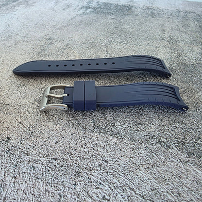 Curved End Premium Silicone Watch Strap 20mm 22mm Blue - Wrist Envy
