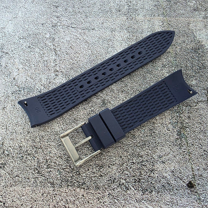 Curved End Premium Silicone Watch Strap 20mm 22mm Blue - Wrist Envy