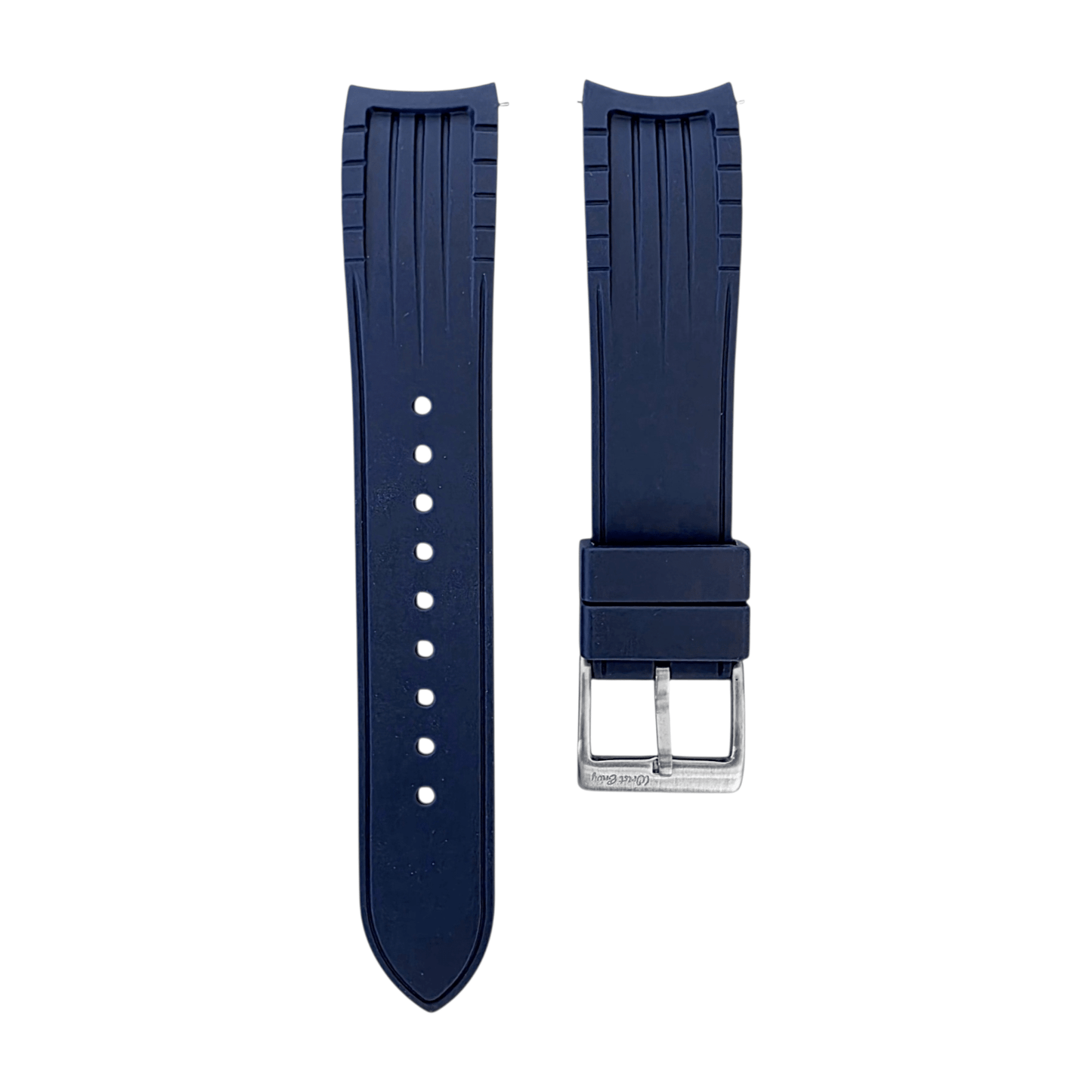 Curved End Premium Silicone Watch Strap 20mm 22mm Blue - Wrist Envy