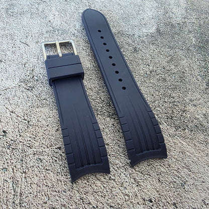 Curved End Premium Silicone Watch Strap 20mm 22mm Blue - Wrist Envy