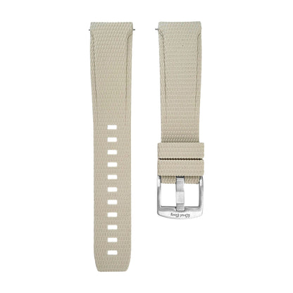 Curved End Textured FKM Rubber Watch Strap 20mm 21mm 22mm Beige - Wrist Envy