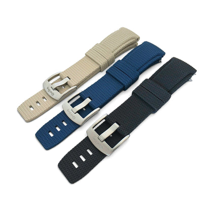 Curved End Textured FKM Rubber Watch Strap 20mm 21mm 22mm Beige - Wrist Envy