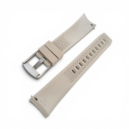 Curved End Textured FKM Rubber Watch Strap 20mm 21mm 22mm Beige - Wrist Envy