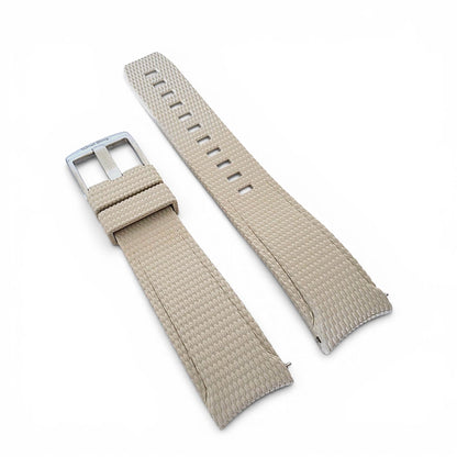 Curved End Textured FKM Rubber Watch Strap 20mm 21mm 22mm Beige - Wrist Envy
