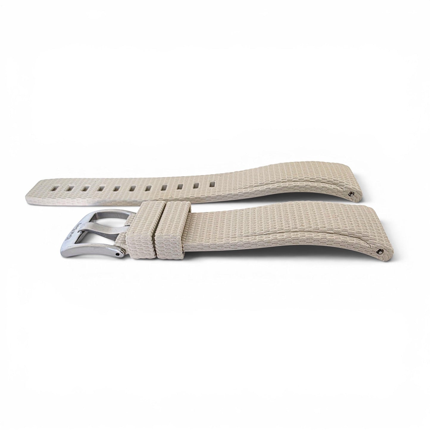 Curved End Textured FKM Rubber Watch Strap 20mm 21mm 22mm Beige - Wrist Envy