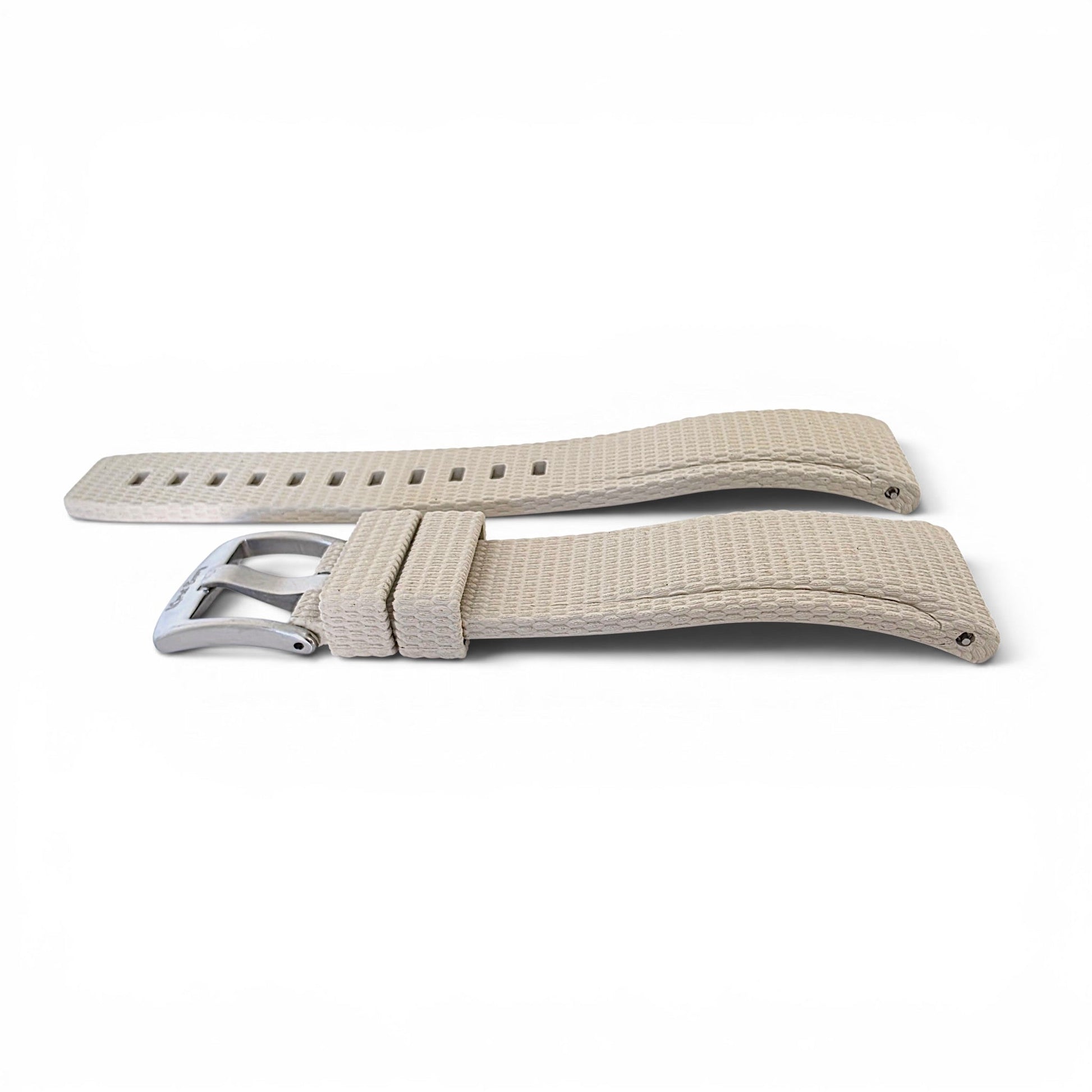 Curved End Textured FKM Rubber Watch Strap 20mm 21mm 22mm Beige - Wrist Envy