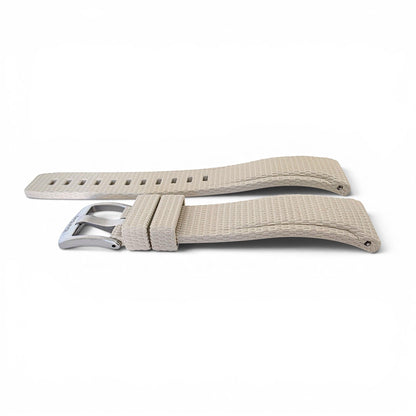 Curved End Textured FKM Rubber Watch Strap 20mm 21mm 22mm Beige - Wrist Envy
