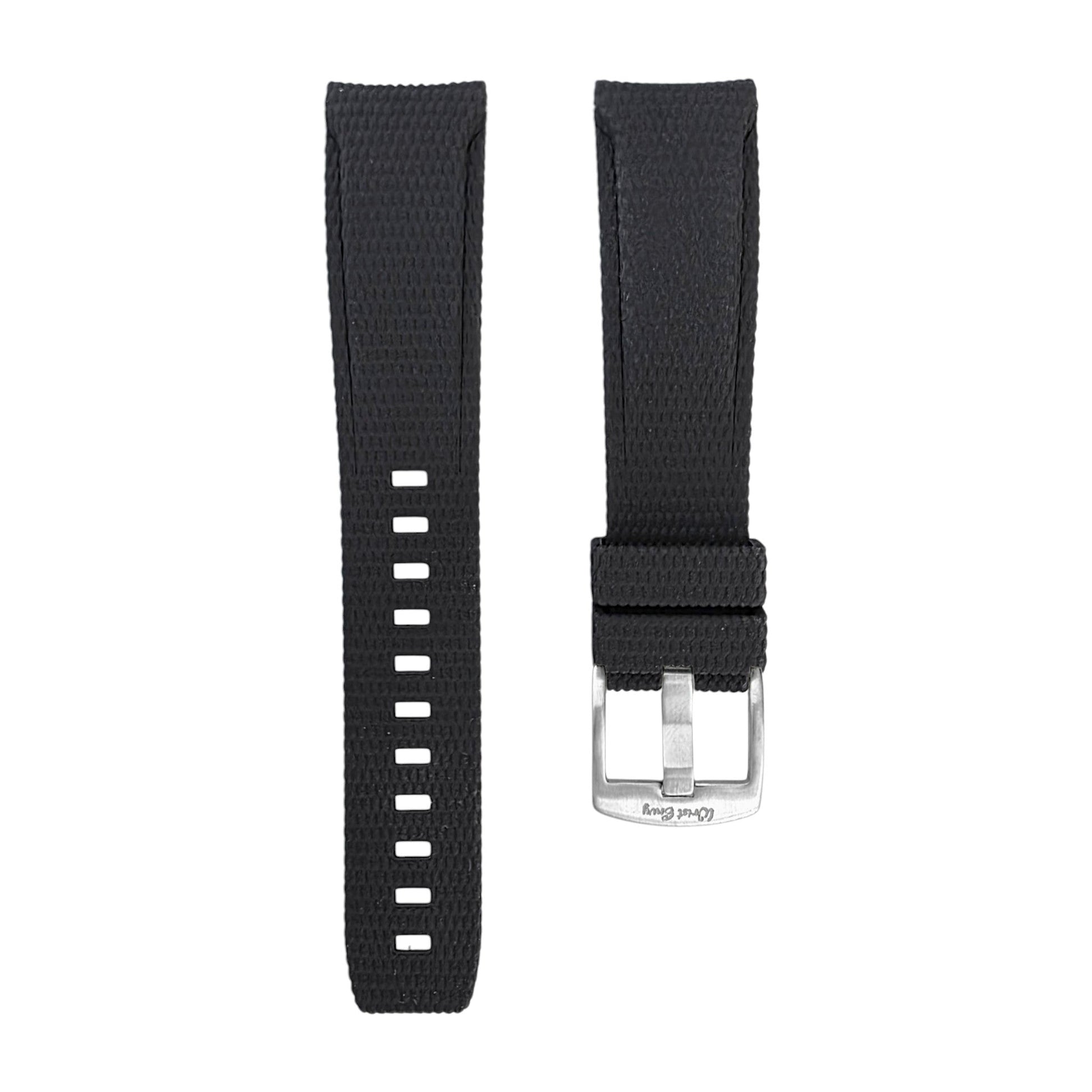Curved End Textured FKM Rubber Watch Strap 20mm 21mm 22mm Black - Wrist Envy