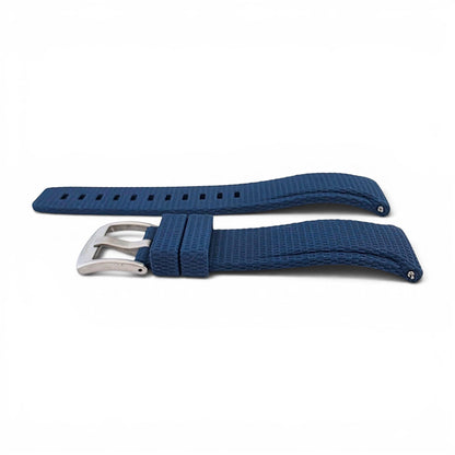 Curved End Textured FKM Rubber Watch Strap 20mm 21mm 22mm Blue - Wrist Envy
