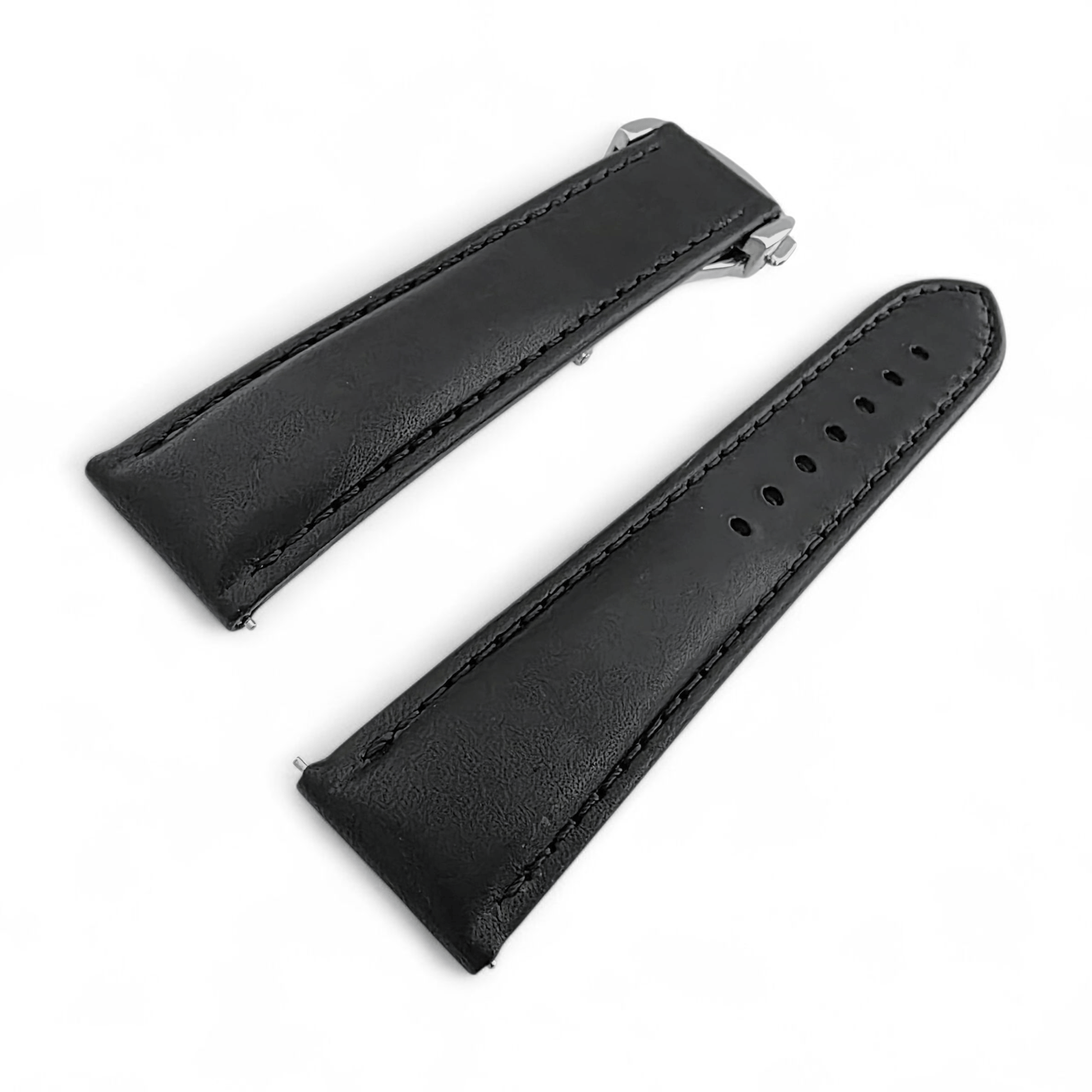 Deployment Watch Strap Full Grain Leather 18mm 20mm 22mm Black - Wrist Envy