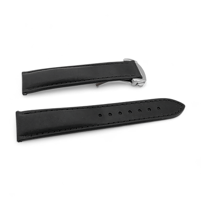 Deployment Watch Strap Full Grain Leather 18mm 20mm 22mm Black - Wrist Envy